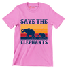 Save the Elephants - Vegan Themed T-Shirt-Pink-S-Custom One Express