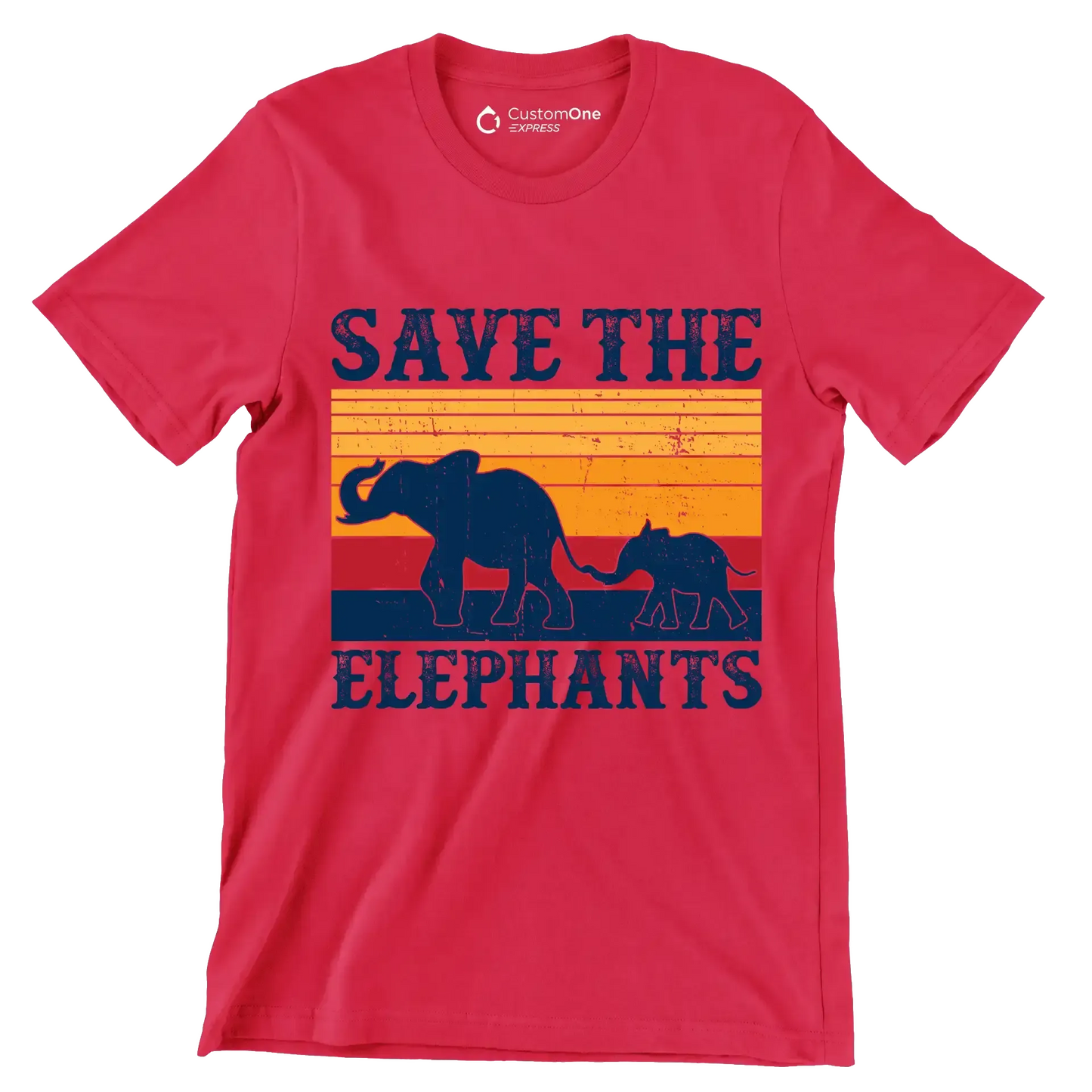 Save the Elephants - Vegan Themed T-Shirt-Red-S-Custom One Express