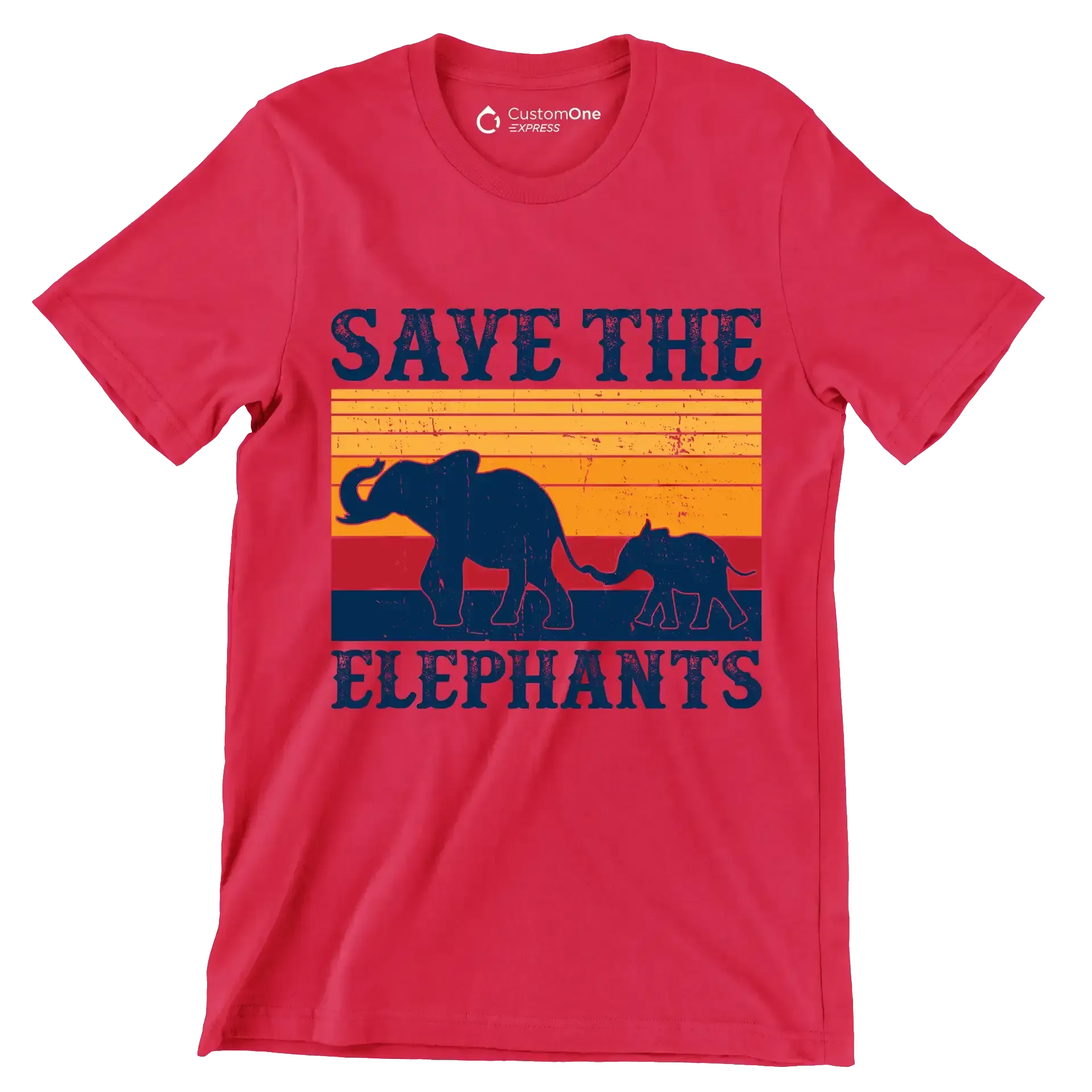 Save the Elephants - Vegan Themed T-Shirt-Red-S-Custom One Express