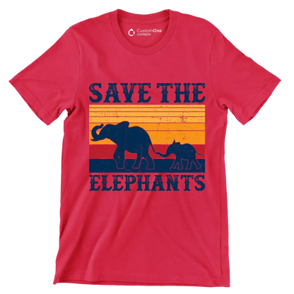 Save the Elephants - Vegan Themed T-Shirt-Red-S-Custom One Express