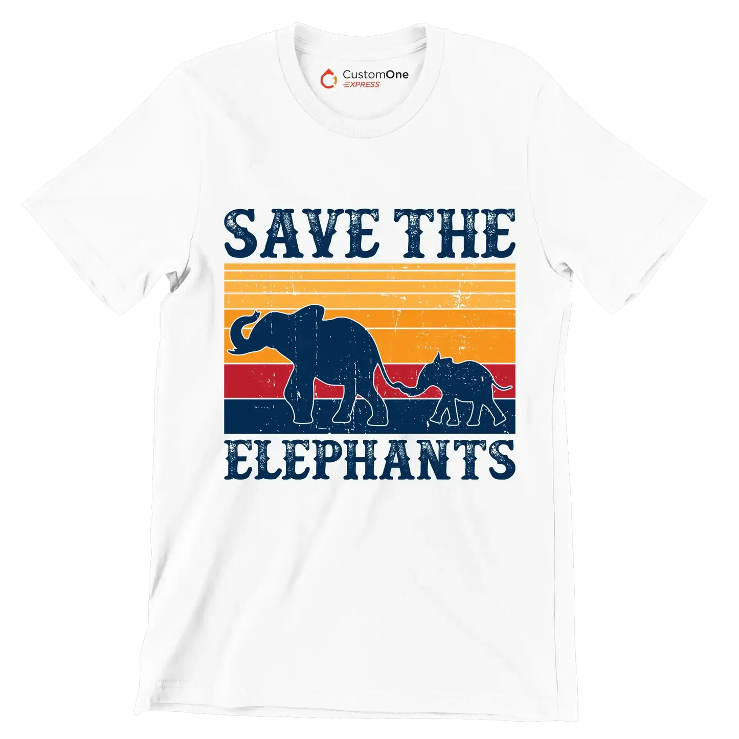 Save the Elephants - Vegan Themed T-Shirt-White-S-Custom One Express