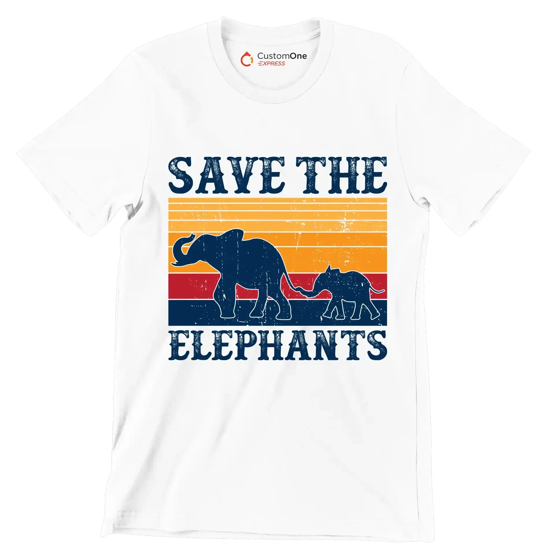 Save the Elephants - Vegan Themed T-Shirt-White-S-Custom One Express