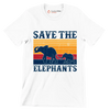 Save the Elephants - Vegan Themed T-Shirt-White-S-Custom One Express