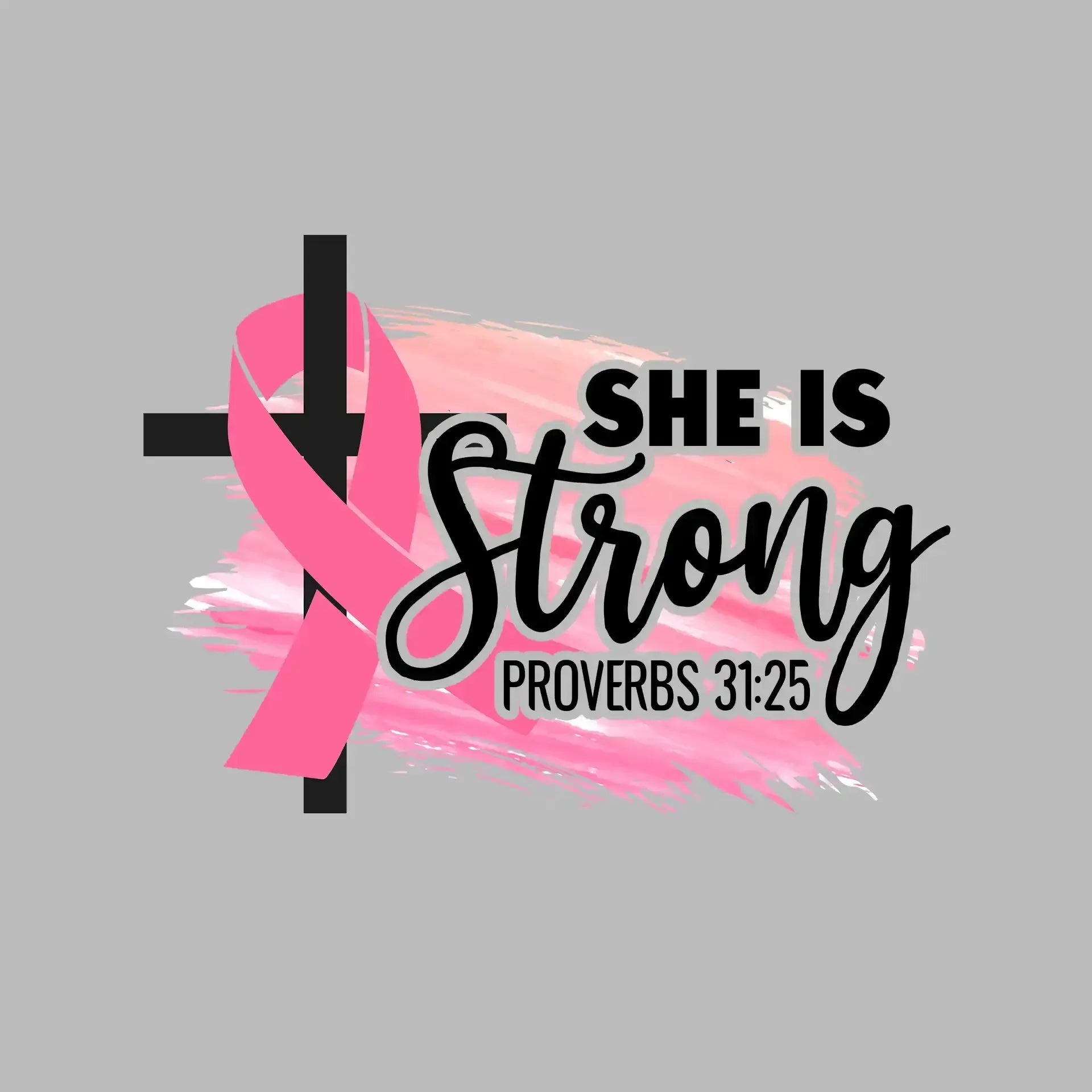 She Is Strong Proverbs 31 25 - Breast Cancer Awareness T-Shirt-Blue-S-Custom One Express
