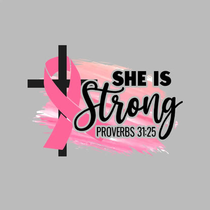 She Is Strong Proverbs 31 25 - Breast Cancer Awareness T-Shirt-Blue-S-Custom One Express