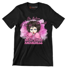 She believe she could so she did breast cancer awareness - Breast Cancer Awareness T-Shirt-Black-S-Custom One Express
