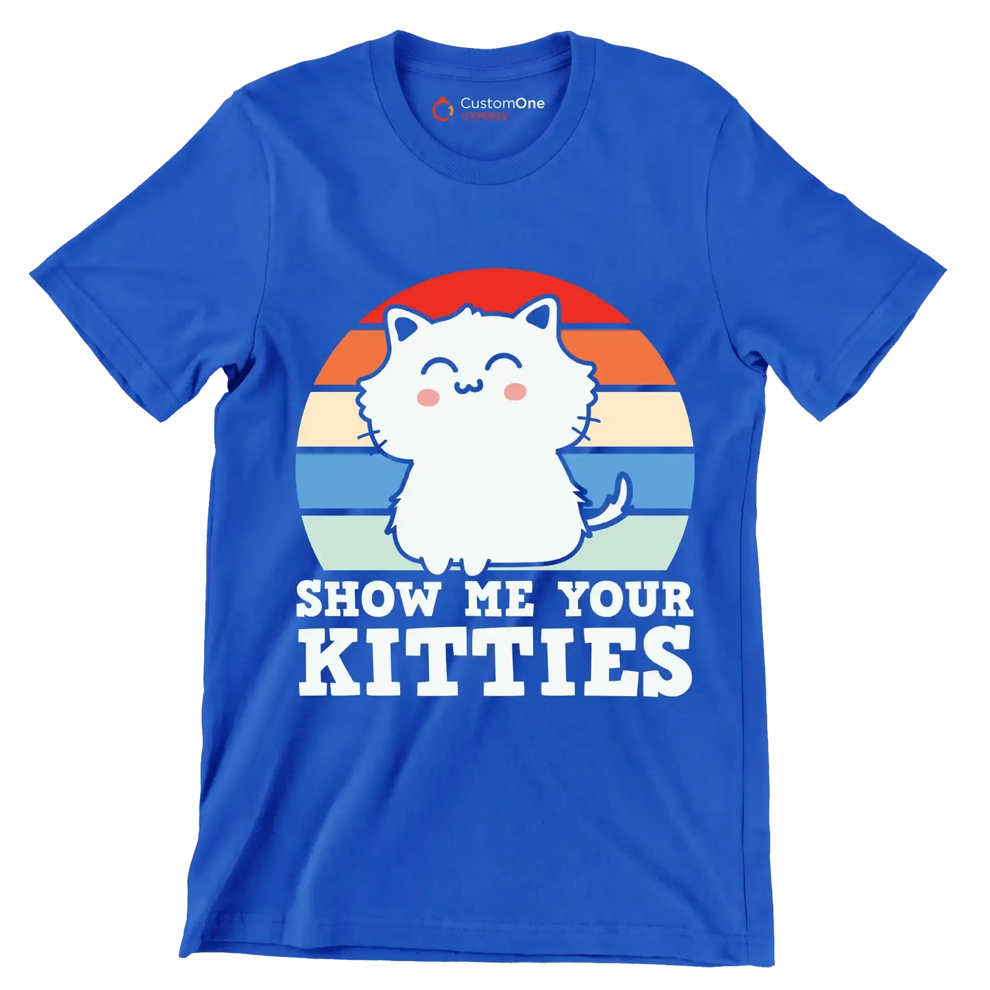 Show me Your Kitties Cat - Cat Themed T-Shirt-Blue-S-Custom One Express
