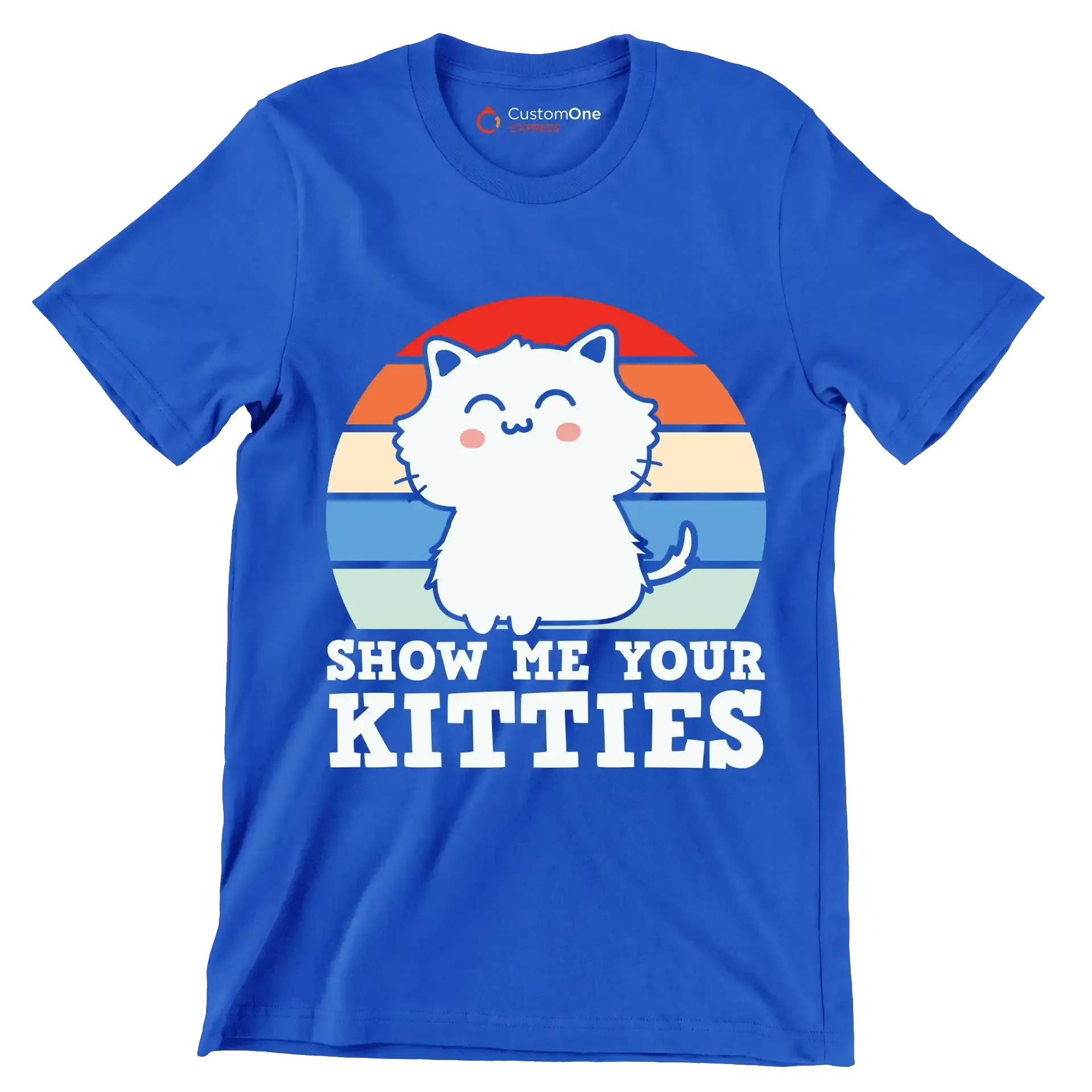 Show me Your Kitties Cat - Cat Themed T-Shirt-Blue-S-Custom One Express
