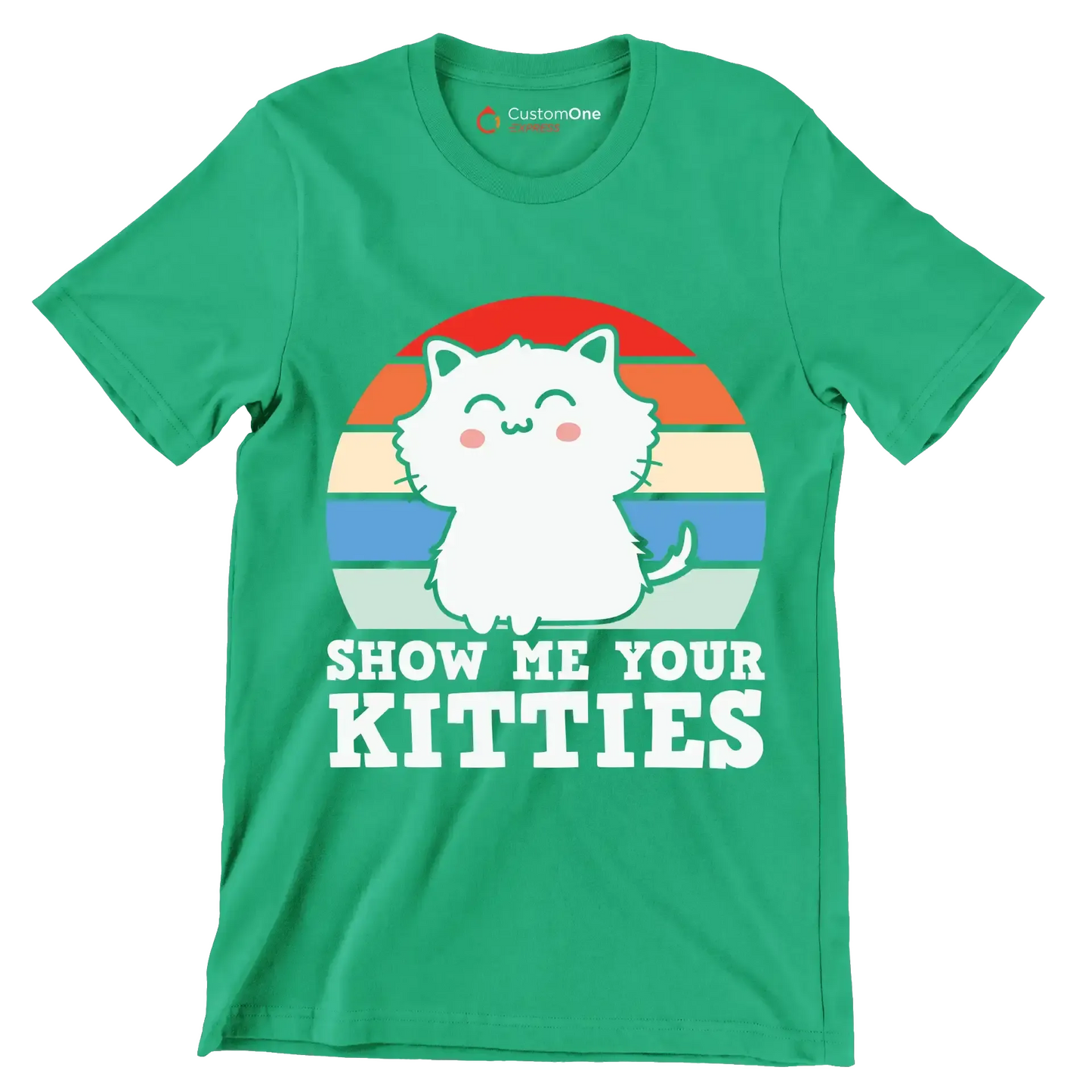 Show me Your Kitties Cat - Cat Themed T-Shirt-Green-S-Custom One Express