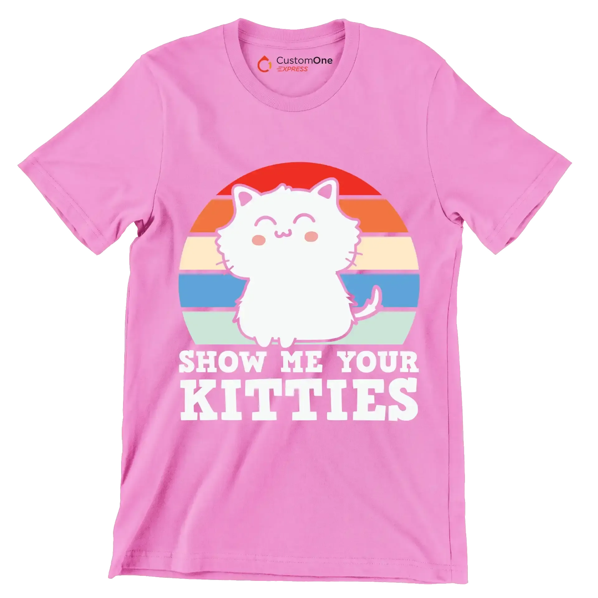 Show me Your Kitties Cat - Cat Themed T-Shirt-Pink-S-Custom One Express