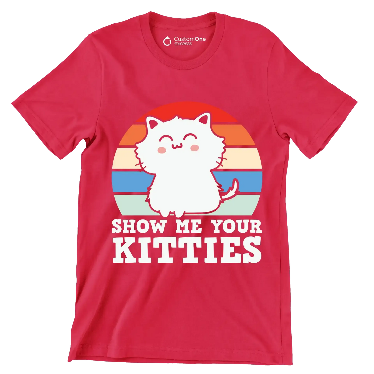 Show me Your Kitties Cat - Cat Themed T-Shirt-Red-S-Custom One Express