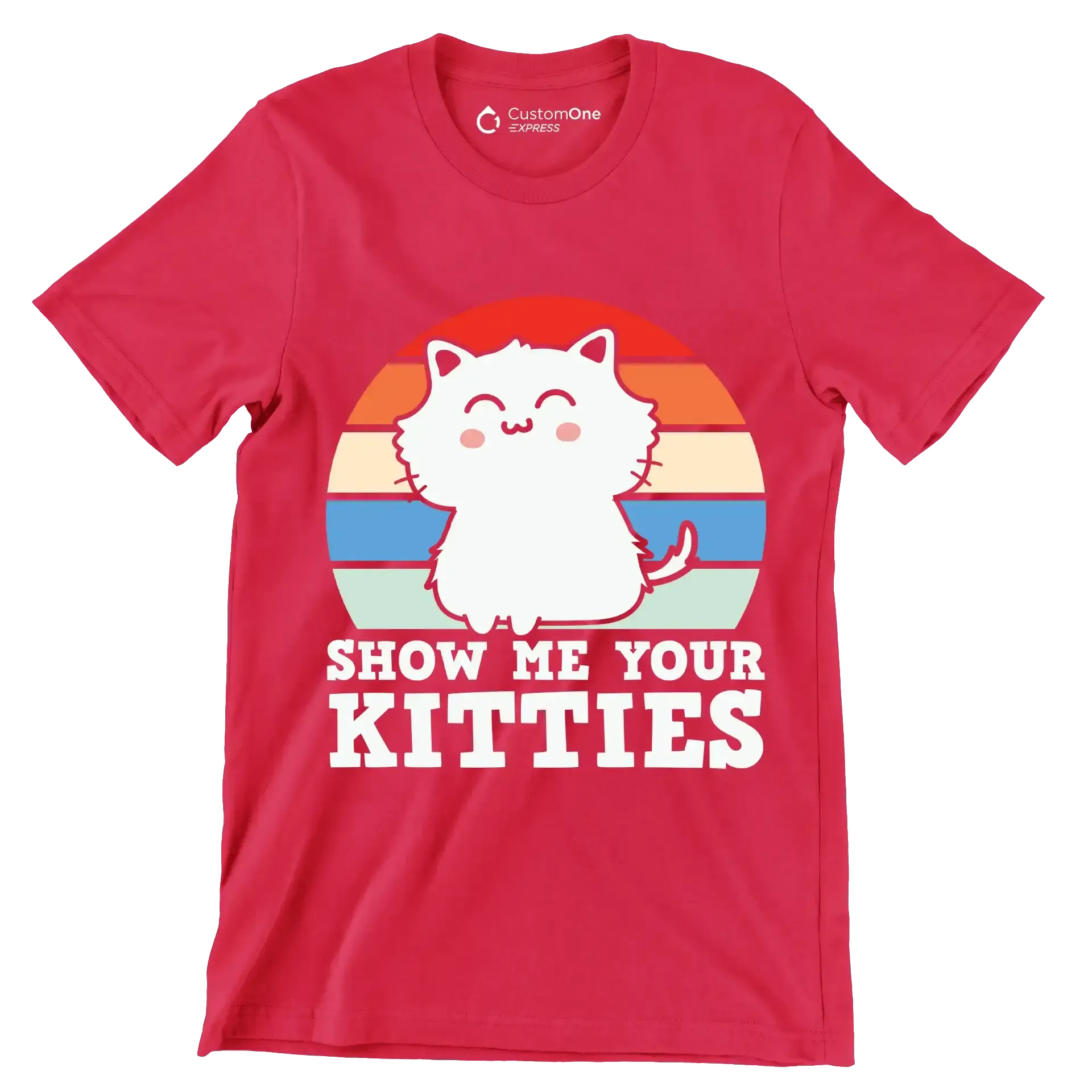 Show me Your Kitties Cat - Cat Themed T-Shirt-Red-S-Custom One Express