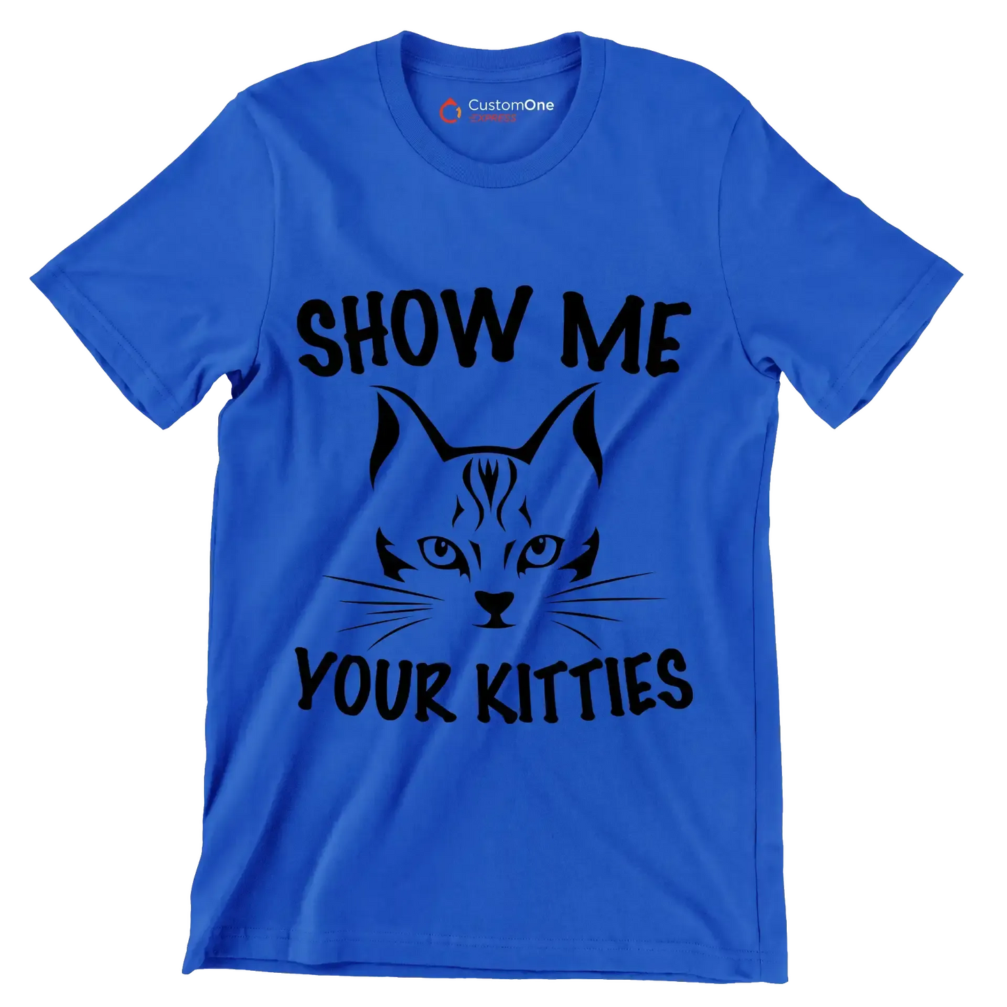 Show me your kitties - Cat Themed T-Shirt-Blue-S-Custom One Express