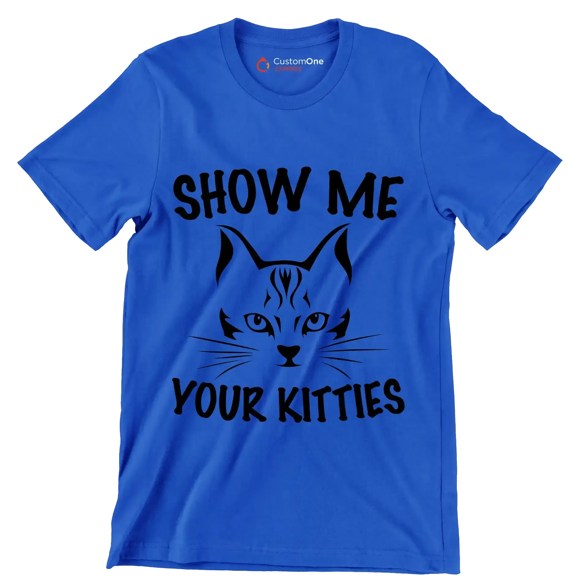 Show me your kitties - Cat Themed T-Shirt-Blue-S-Custom One Express