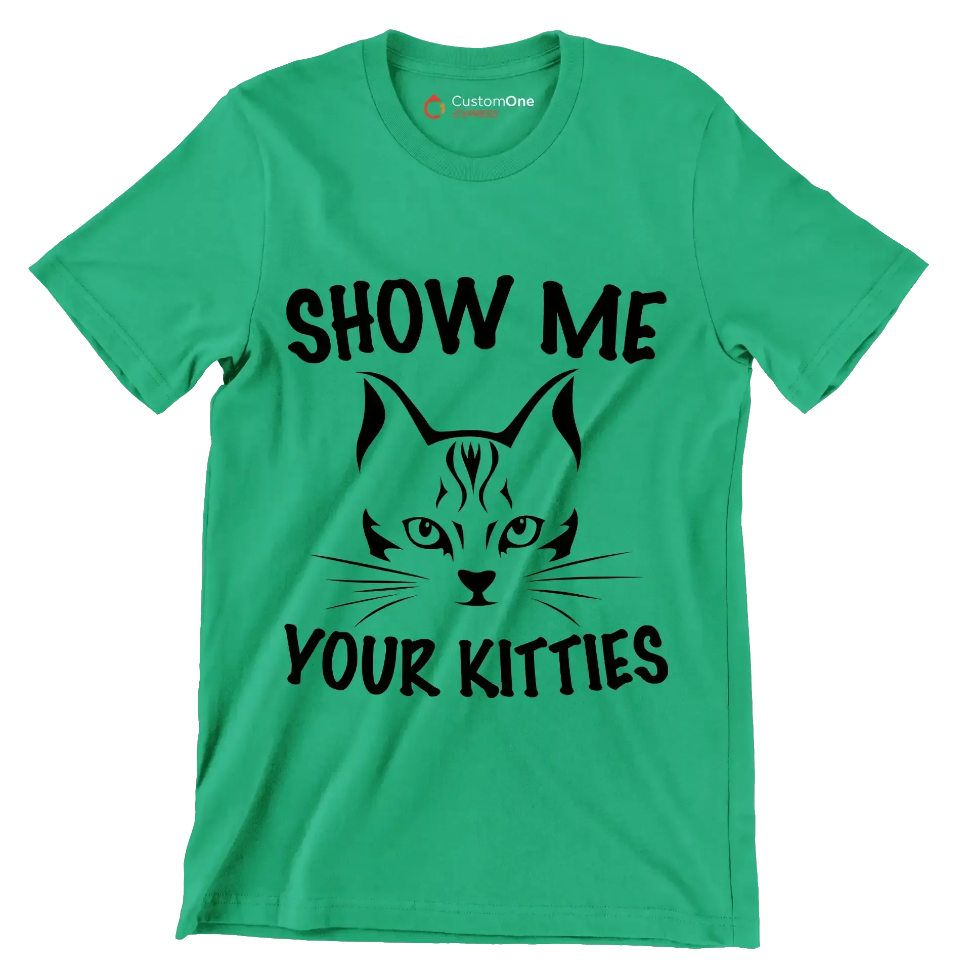 Show me your kitties - Cat Themed T-Shirt-Green-S-Custom One Express