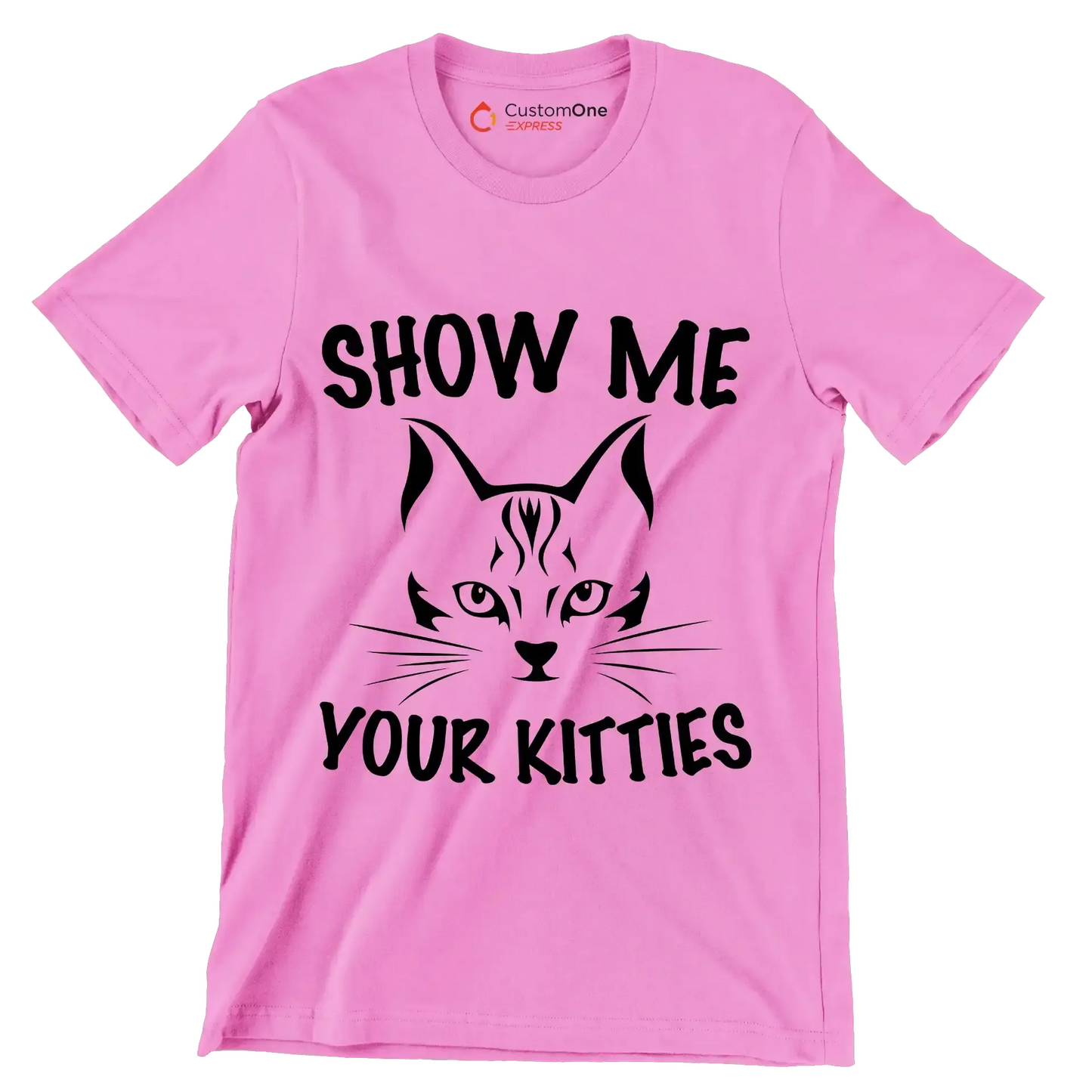 Show me your kitties - Cat Themed T-Shirt-Pink-S-Custom One Express