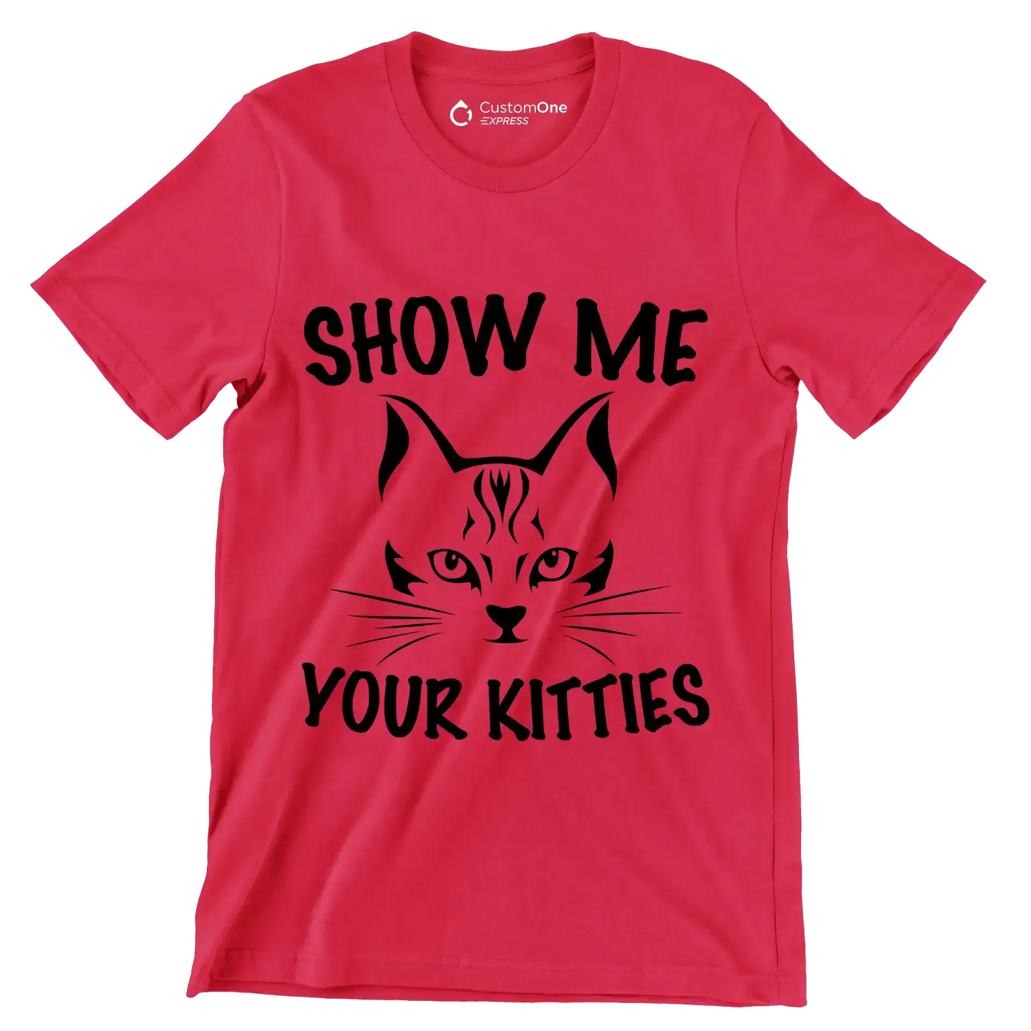 Show me your kitties - Cat Themed T-Shirt-Red-S-Custom One Express