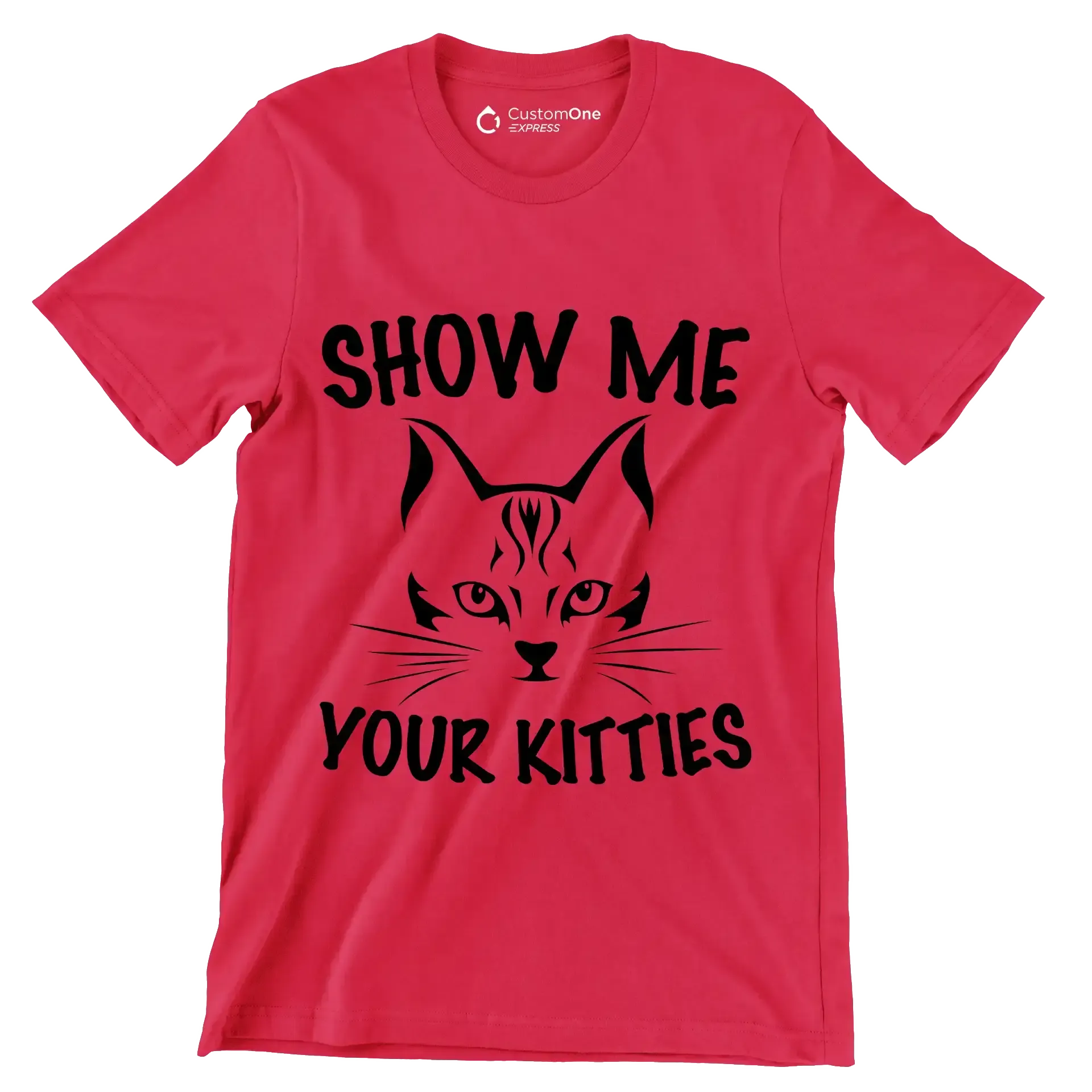Show me your kitties - Cat Themed T-Shirt-Red-S-Custom One Express