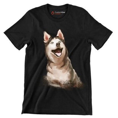 Siberian_Husky - Dog Themed T-Shirt-Black-S-Custom One Express