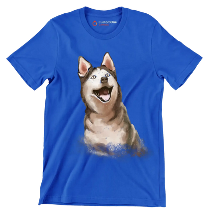 Siberian_Husky - Dog Themed T-Shirt-Blue-S-Custom One Express