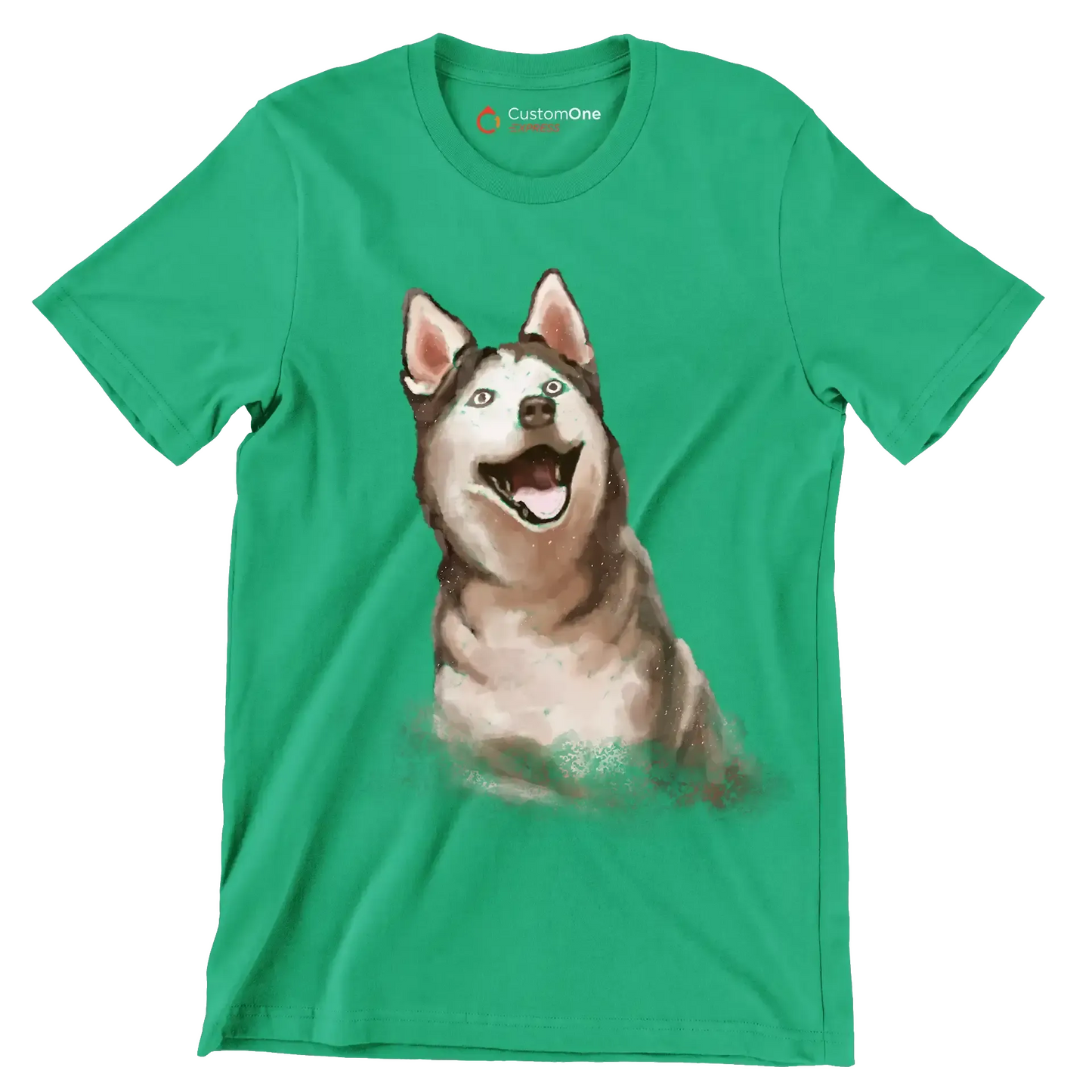 Siberian_Husky - Dog Themed T-Shirt-Green-S-Custom One Express