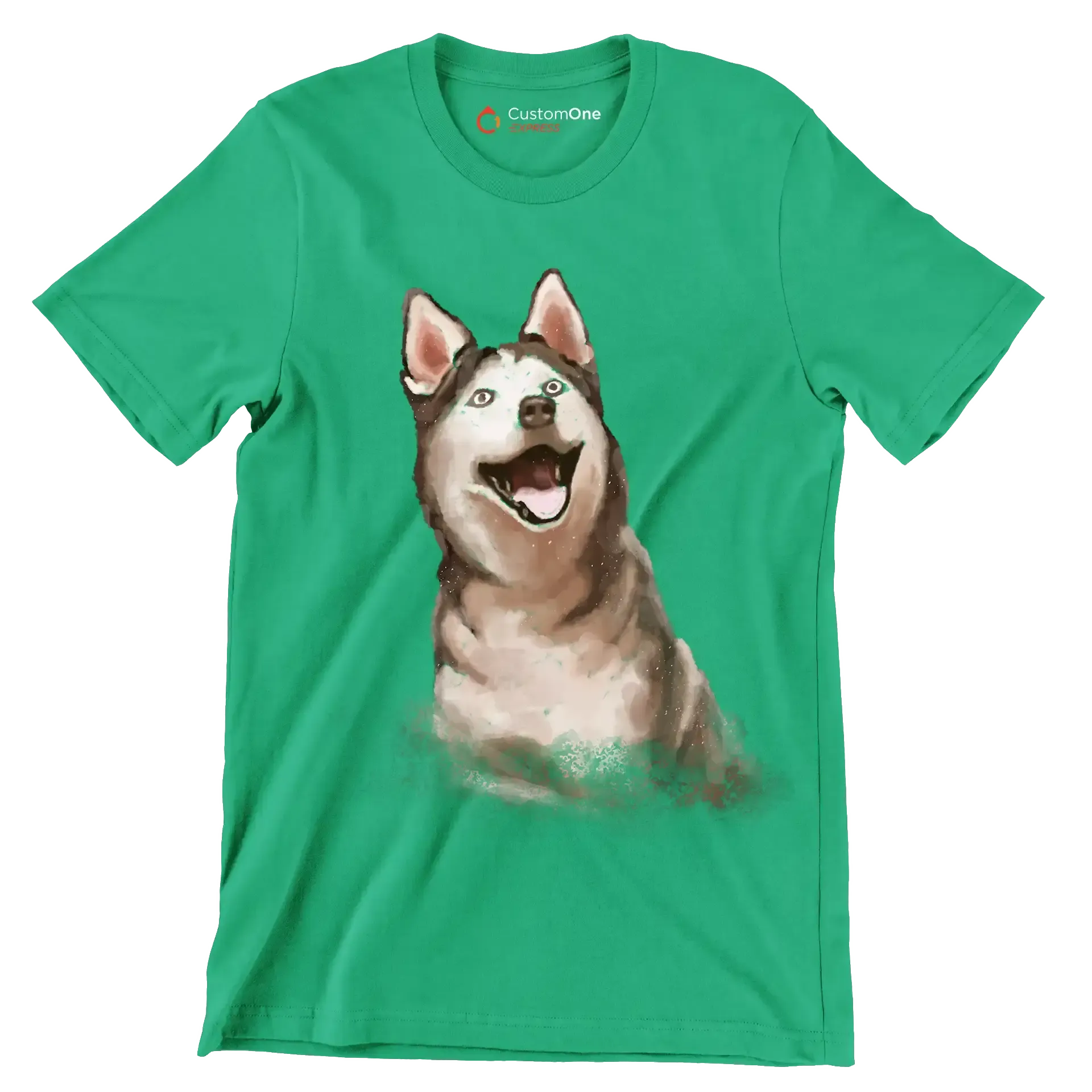 Siberian_Husky - Dog Themed T-Shirt-Green-S-Custom One Express