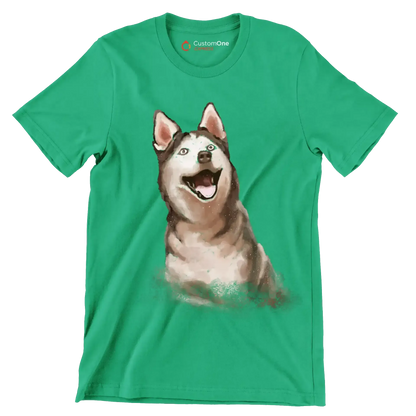 Siberian_Husky - Dog Themed T-Shirt-Green-S-Custom One Express