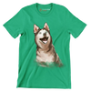 Siberian_Husky - Dog Themed T-Shirt-Green-S-Custom One Express