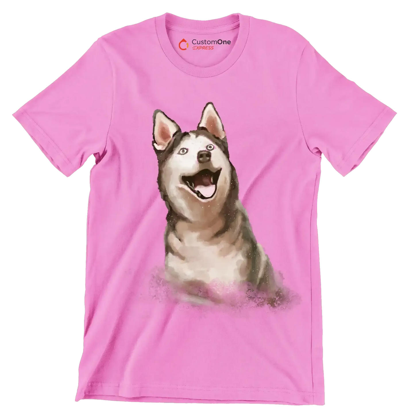Siberian_Husky - Dog Themed T-Shirt-Pink-S-Custom One Express