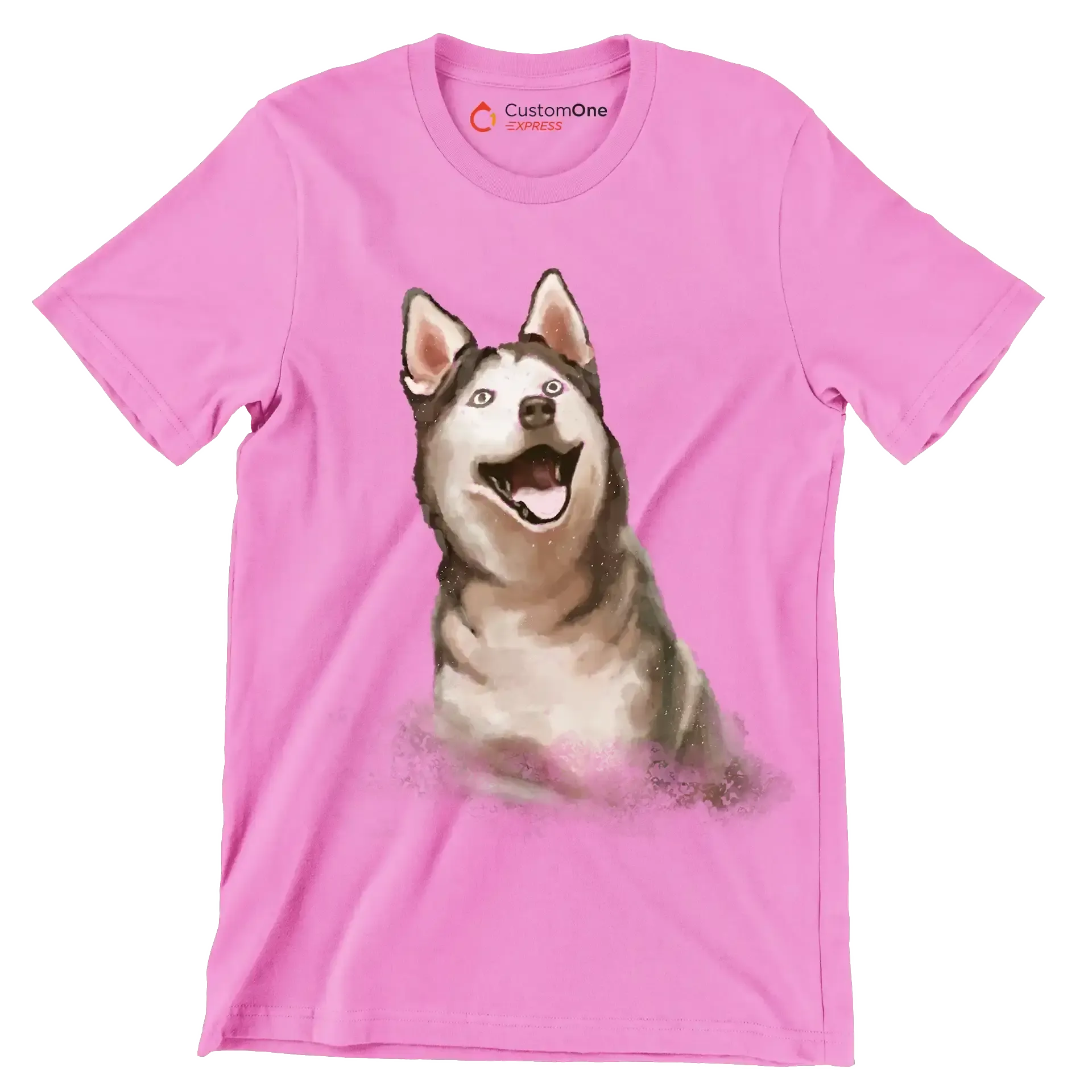 Siberian_Husky - Dog Themed T-Shirt-Pink-S-Custom One Express