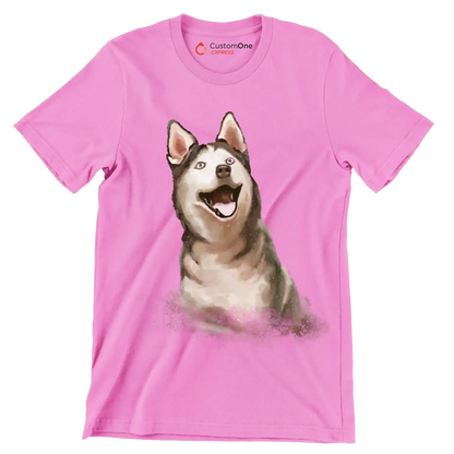 Siberian_Husky - Dog Themed T-Shirt-Pink-S-Custom One Express