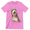 Siberian_Husky - Dog Themed T-Shirt-Pink-S-Custom One Express