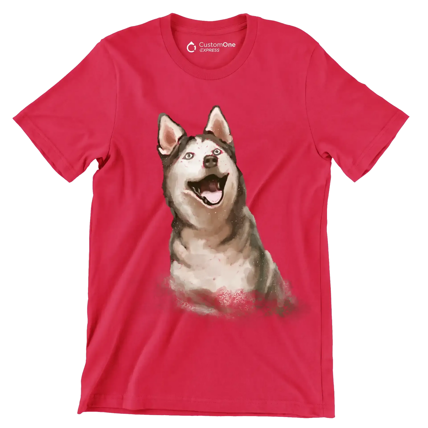 Siberian_Husky - Dog Themed T-Shirt-Red-S-Custom One Express
