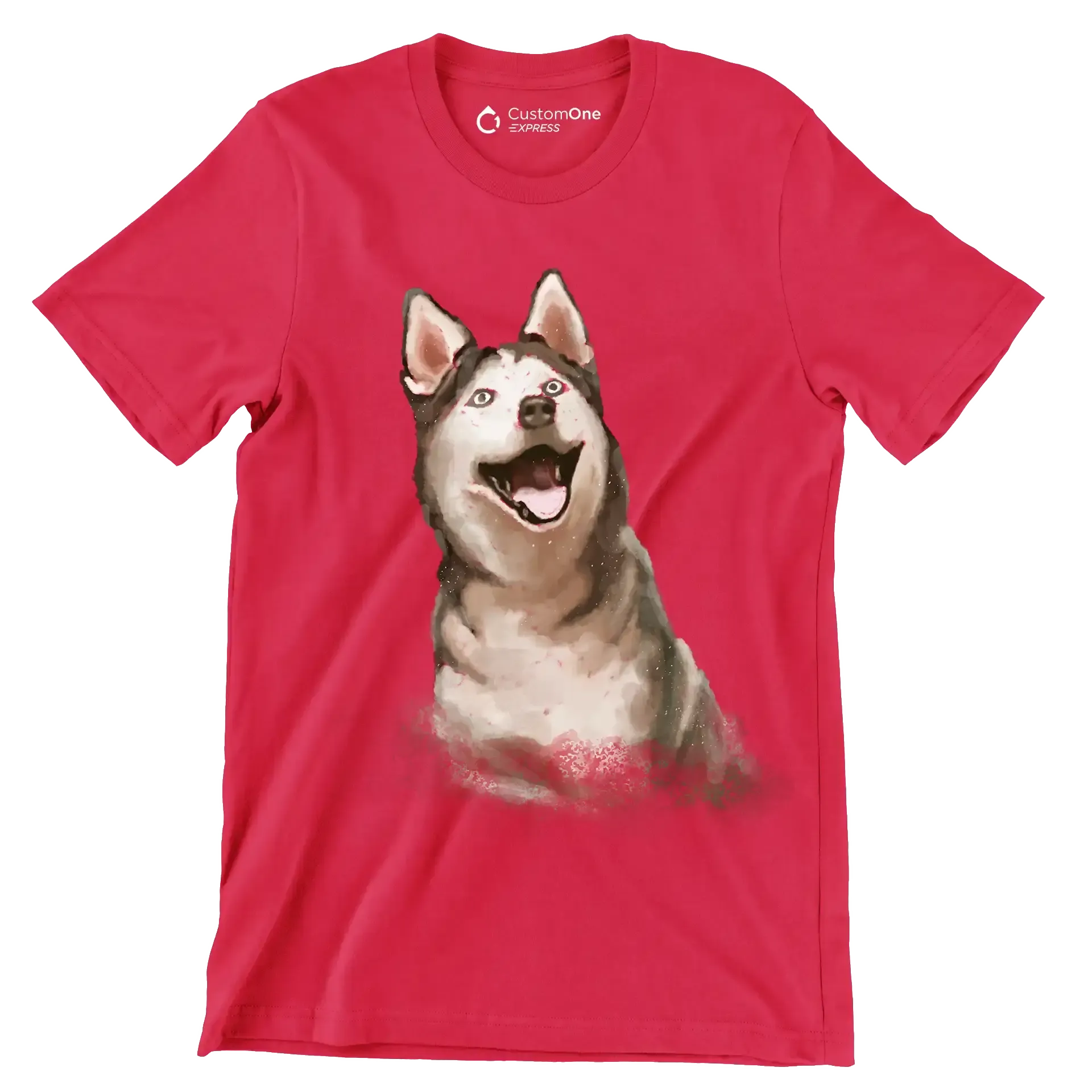 Siberian_Husky - Dog Themed T-Shirt-Red-S-Custom One Express