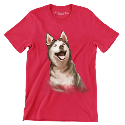 Siberian_Husky - Dog Themed T-Shirt-Red-S-Custom One Express