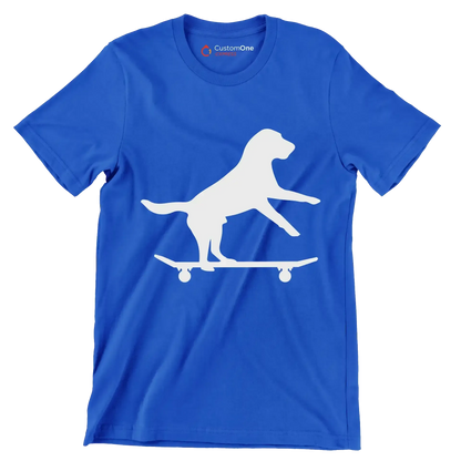 Skater Pup Vibes - Dog Themed T-Shirt-Blue-S-Custom One Express