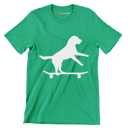 Skater Pup Vibes - Dog Themed T-Shirt-Green-S-Custom One Express