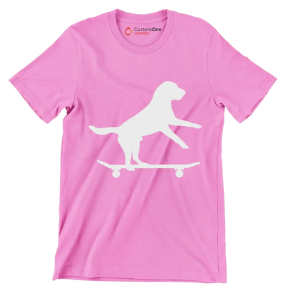 Skater Pup Vibes - Dog Themed T-Shirt-Pink-S-Custom One Express
