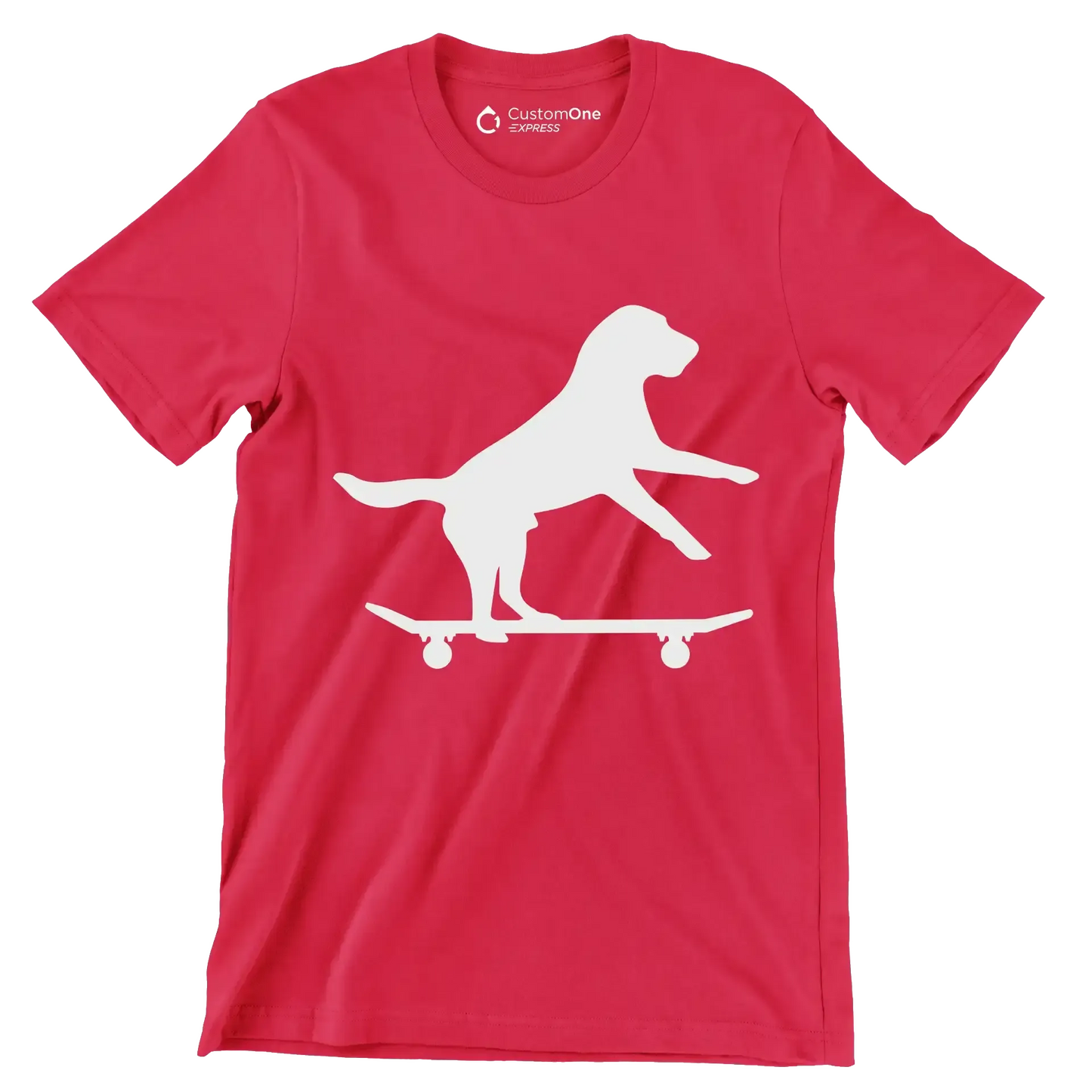 Skater Pup Vibes - Dog Themed T-Shirt-Red-S-Custom One Express