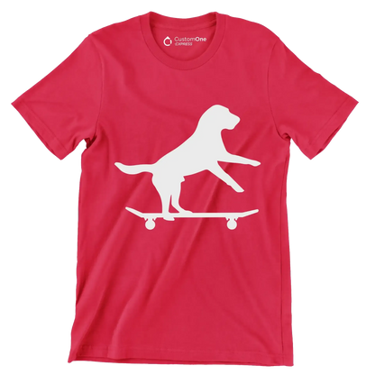 Skater Pup Vibes - Dog Themed T-Shirt-Red-S-Custom One Express