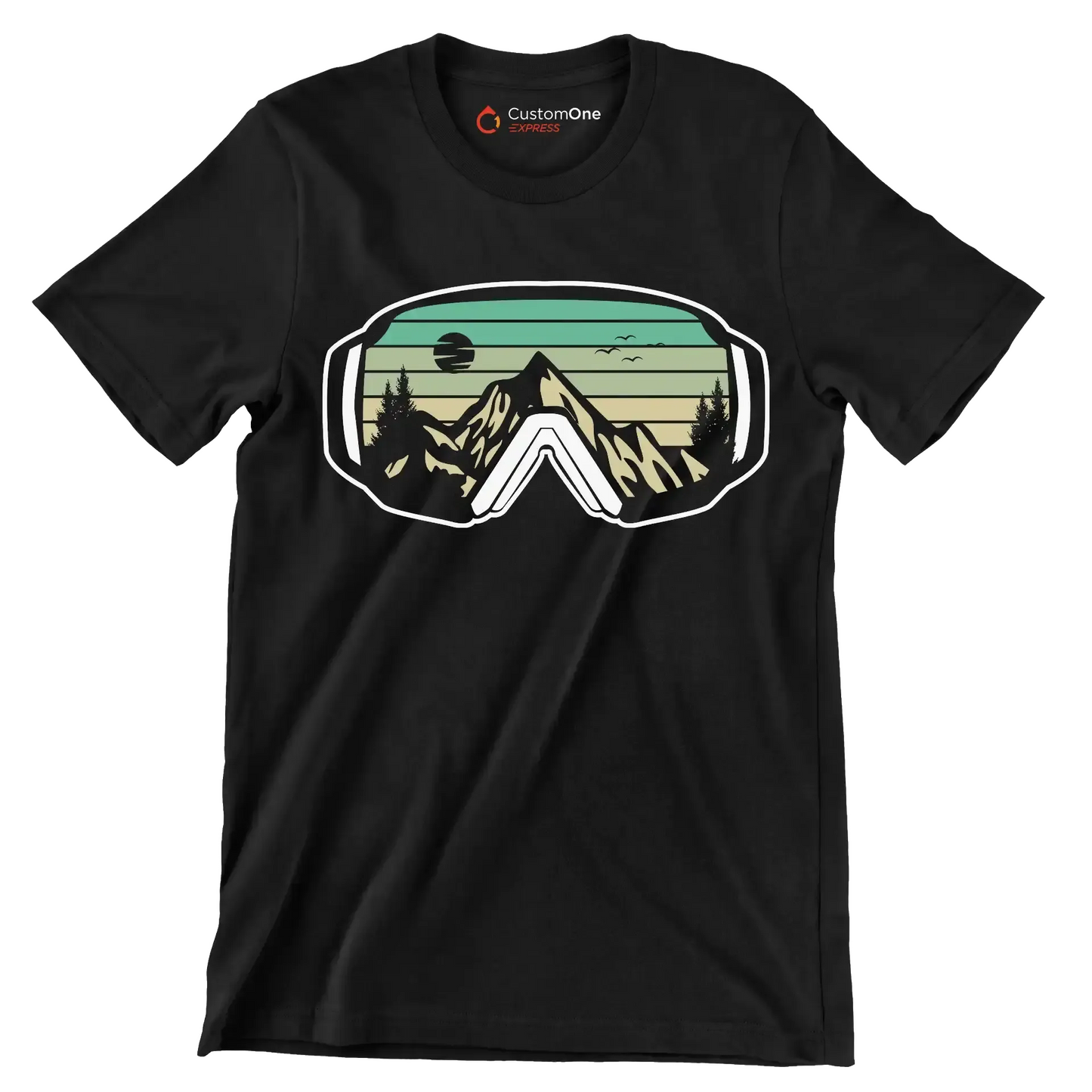 Ski Goggles Mountain T-Shirt – Adventure in Every View - Hiking Themed T-Shirt-Black-S-Custom One Express