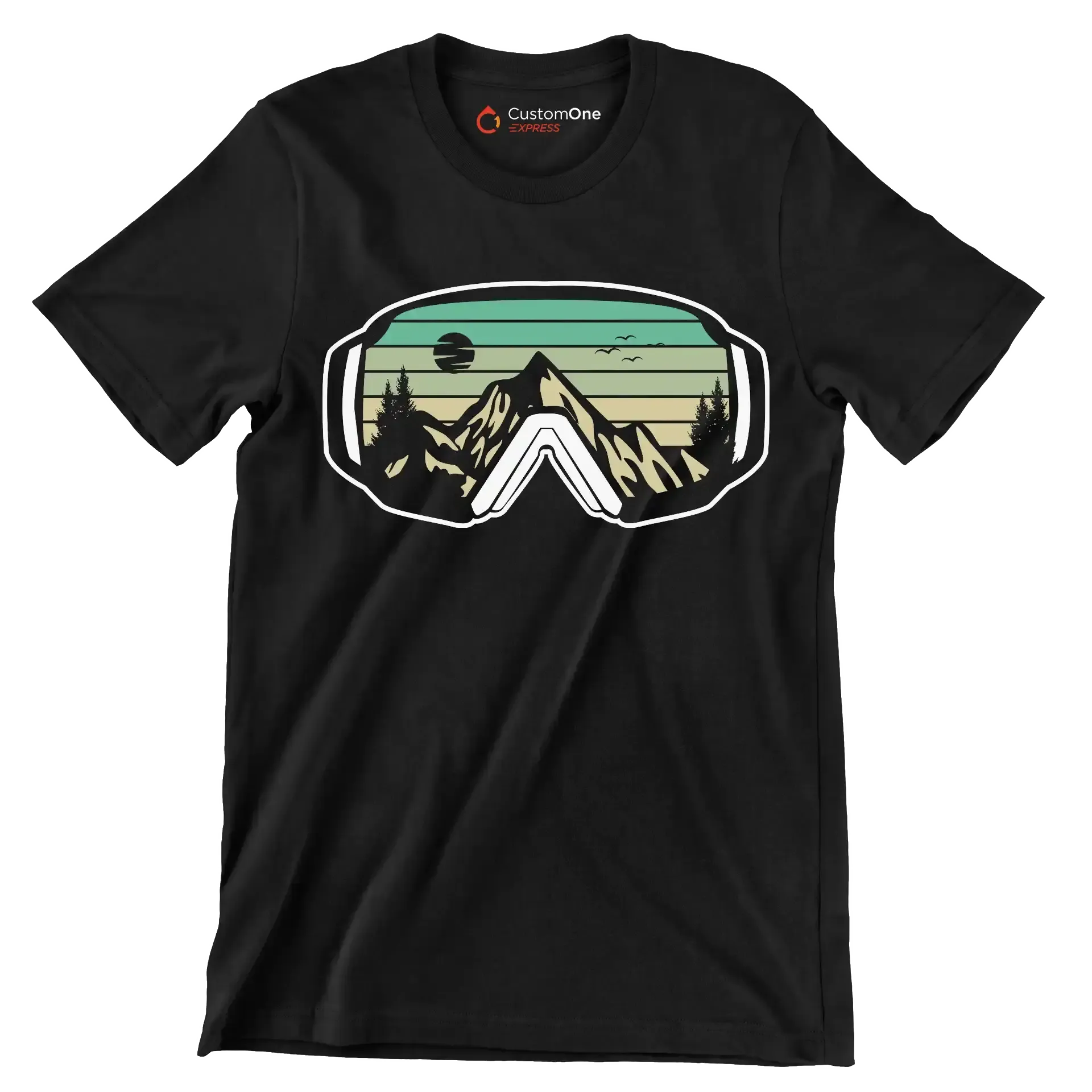 Ski Goggles Mountain T-Shirt – Adventure in Every View - Hiking Themed T-Shirt-Black-S-Custom One Express