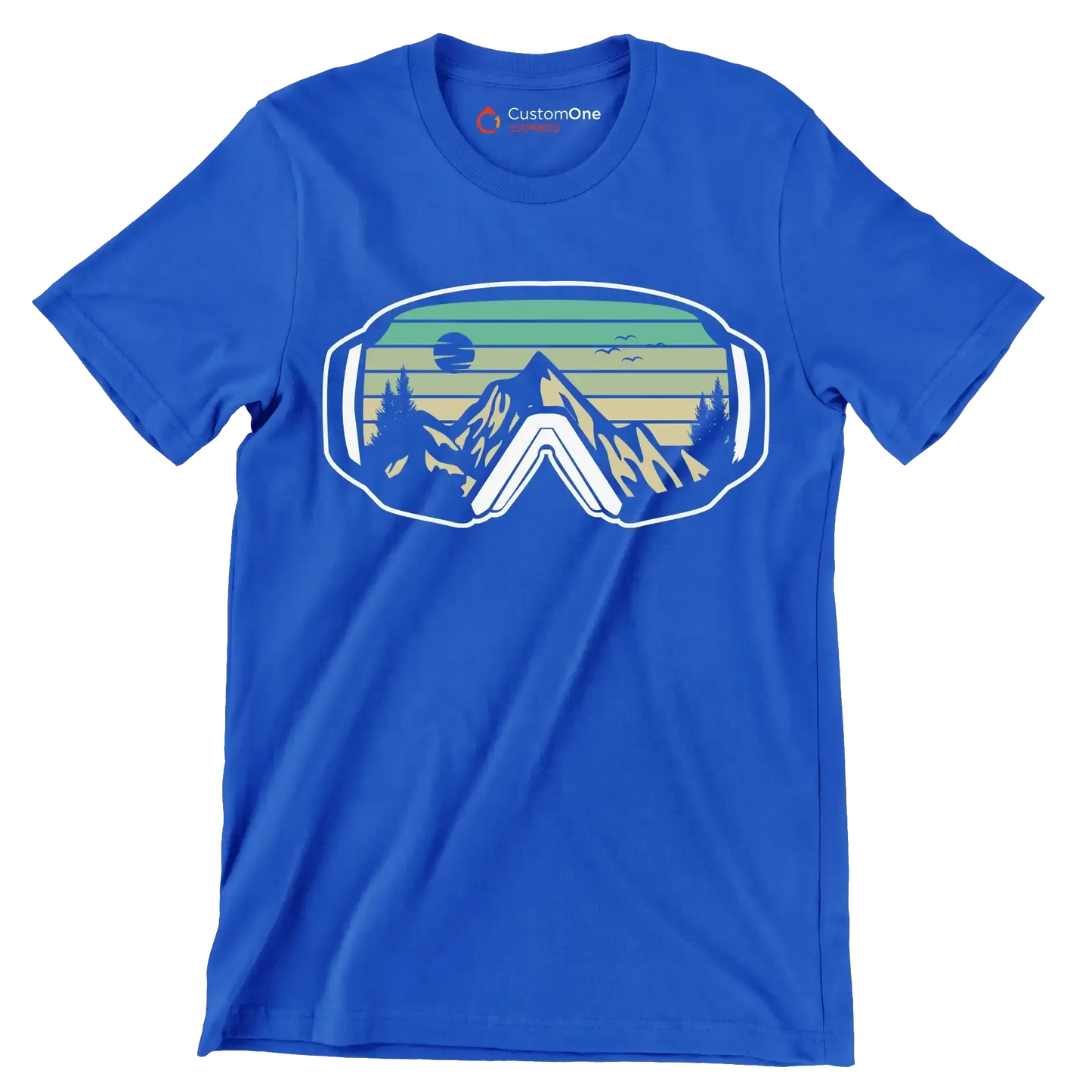 Ski Goggles Mountain T-Shirt – Adventure in Every View - Hiking Themed T-Shirt-Blue-S-Custom One Express