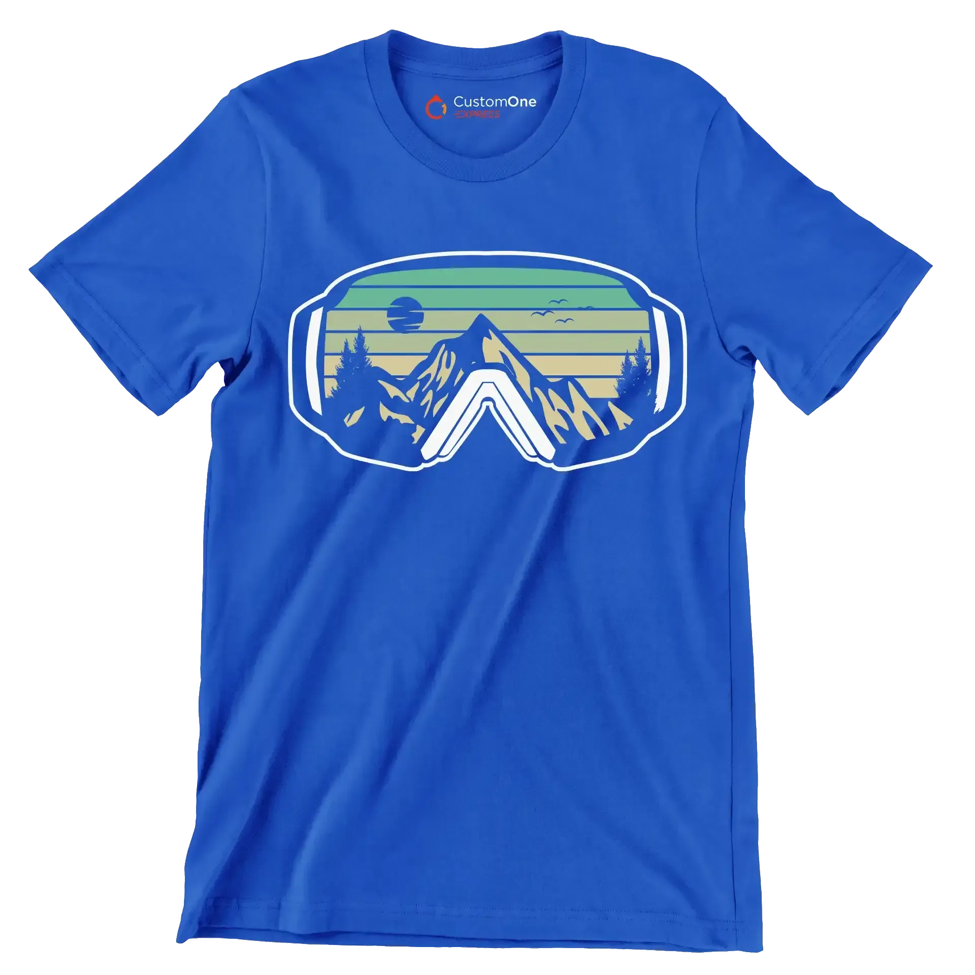 Ski Goggles Mountain T-Shirt – Adventure in Every View - Hiking Themed T-Shirt-Blue-S-Custom One Express