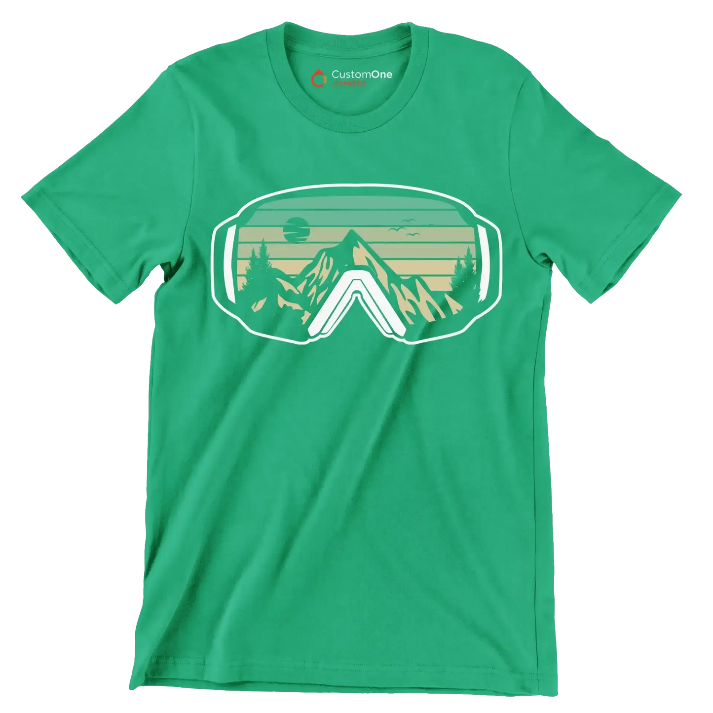 Ski Goggles Mountain T-Shirt – Adventure in Every View - Hiking Themed T-Shirt-Green-S-Custom One Express