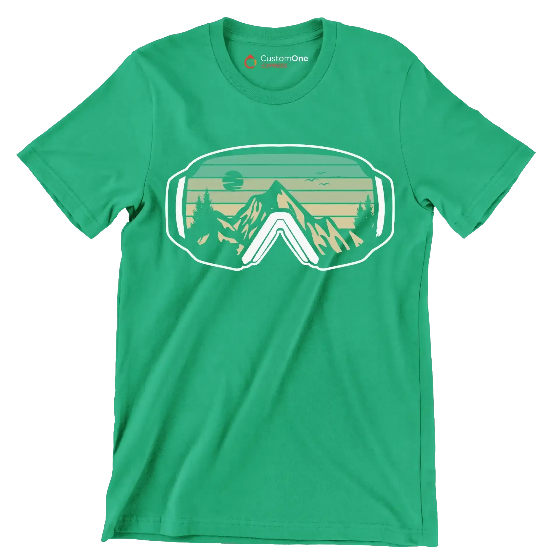 Ski Goggles Mountain T-Shirt – Adventure in Every View - Hiking Themed T-Shirt-Green-S-Custom One Express