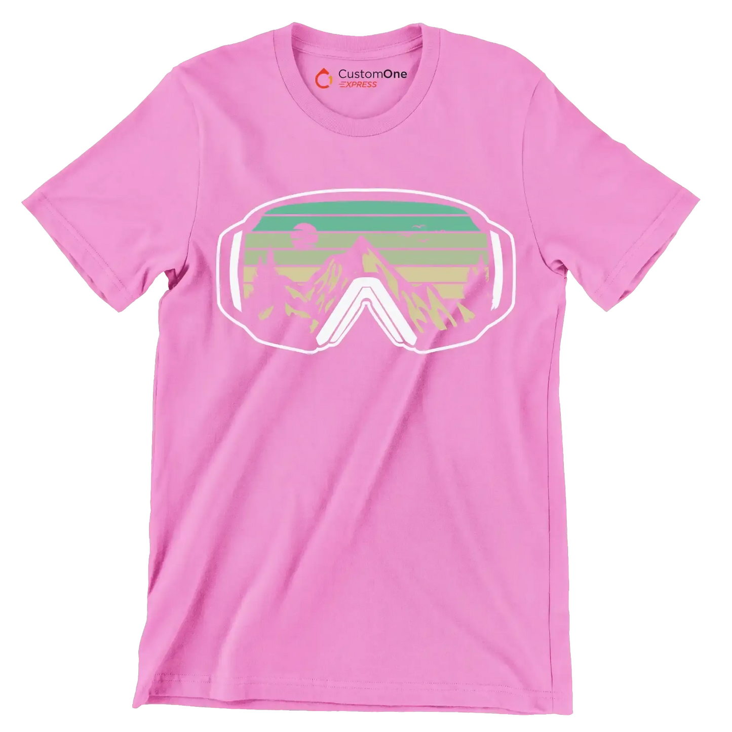 Ski Goggles Mountain T-Shirt – Adventure in Every View - Hiking Themed T-Shirt-Pink-S-Custom One Express