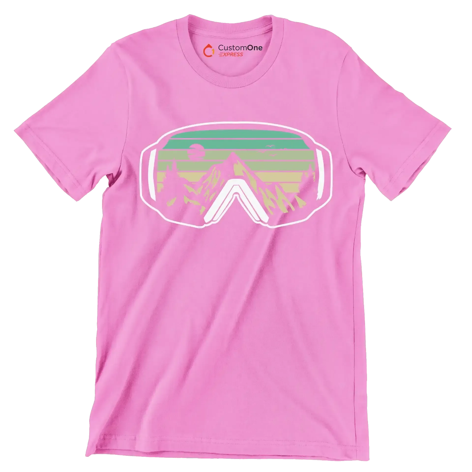 Ski Goggles Mountain T-Shirt – Adventure in Every View - Hiking Themed T-Shirt-Pink-S-Custom One Express
