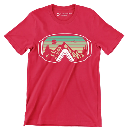 Ski Goggles Mountain T-Shirt – Adventure in Every View - Hiking Themed T-Shirt-Red-S-Custom One Express
