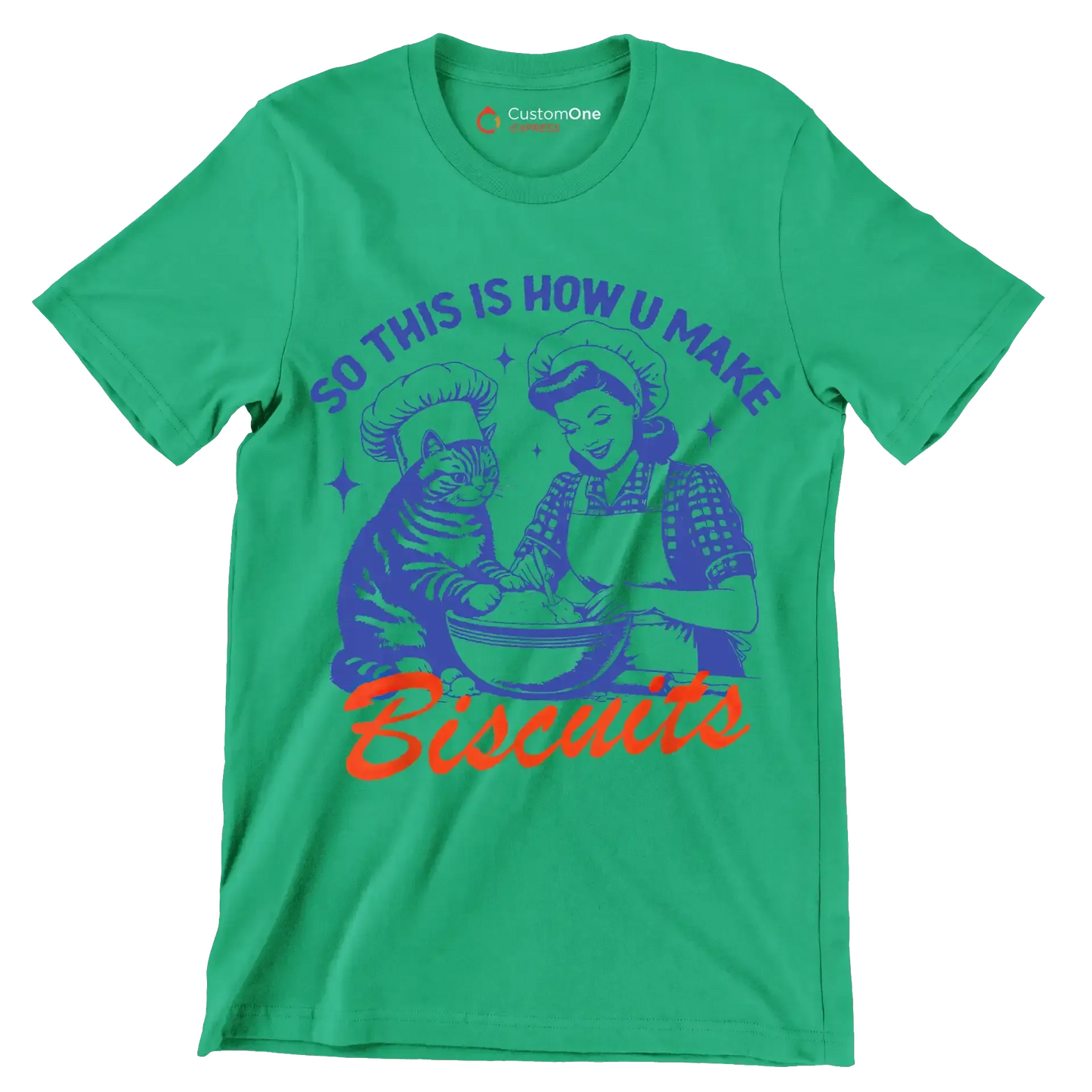 So this is how u make biscuits - Retro Themed T-Shirt-Green-S-Custom One Express